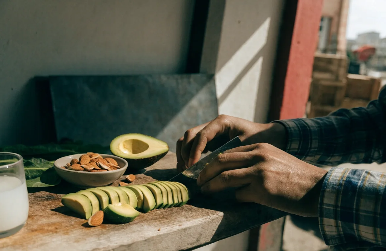 Alimentos comunes con zinc y magnesio sobre una mesa de cocina iluminada por luz natural